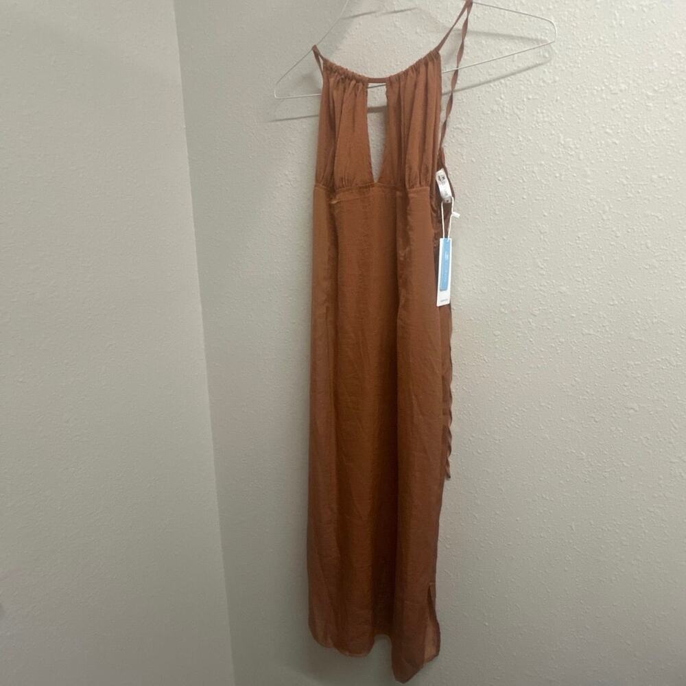 NWT Cupshe Caramel Brown Halter Dress Size M Summer Beach Vacation - Picture 9 of 9